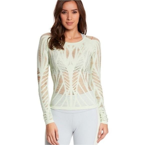 ALO Yoga Tops - ALO Wanderer Long Sleeve Cut Out Pale Green Icicle Yoga Shirt Top Large